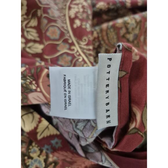 Pottery Barn Burgandy Green Floral Birds Clara Duvet Cover Full Queen - Picture 6 of 8